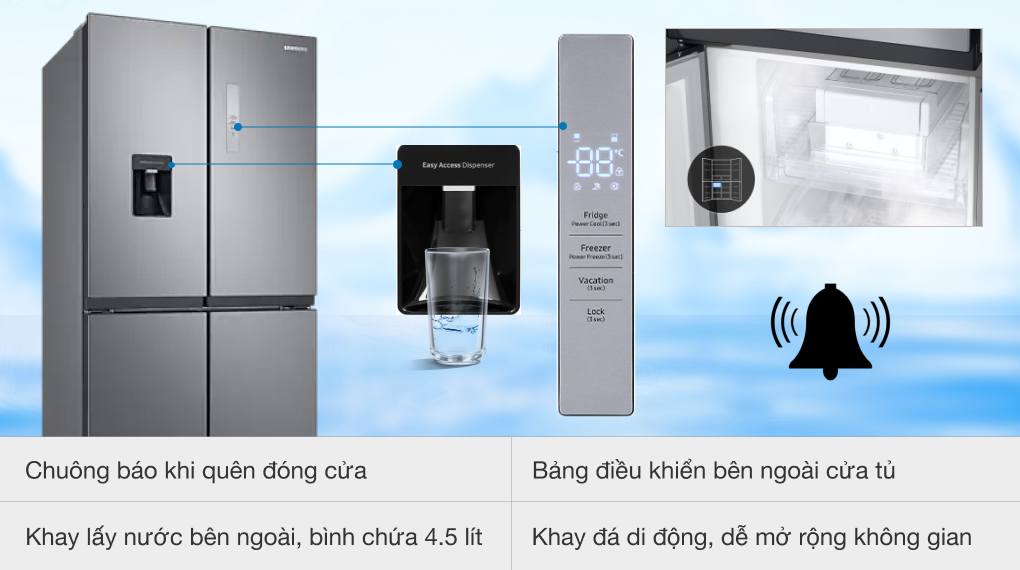 Tủ lạnh Samsung Inverter 511 lít Multi Door RF48A4010M9/SV
