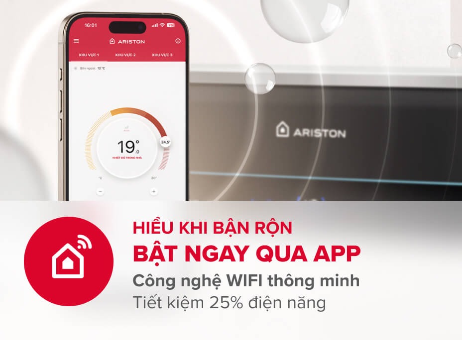 Bình nóng lạnh Ariston 20 lít SLIM3 20 TOP WIFI