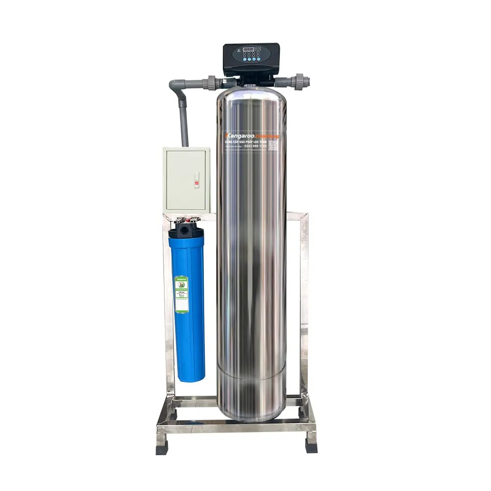 Máy lọc nước tổng đầu nguồn Kangaroo van tự động, xử lý Canxi KG1054TL1-INOX
