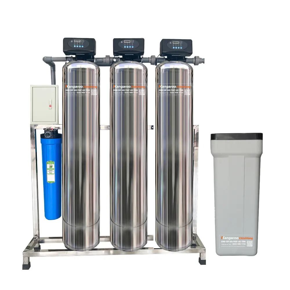Máy lọc nước tổng đầu nguồn Kangaroo van tự động, xử lý Canxi KG1054TL3-INOX