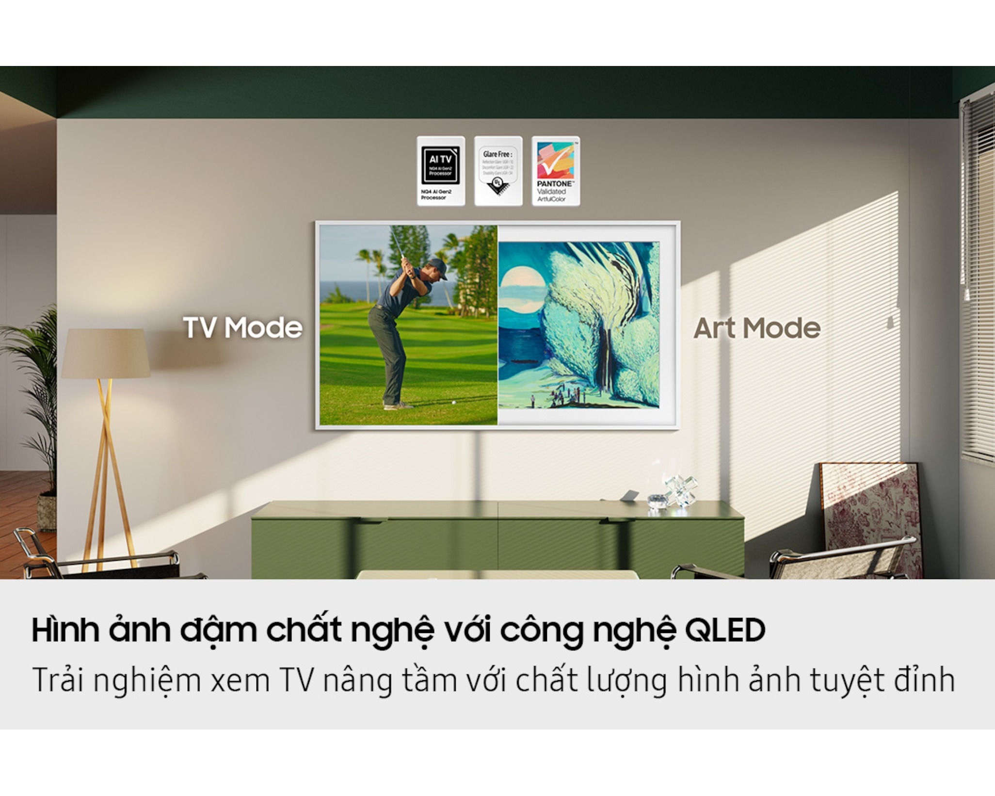 Smart Tivi Samsung khung tranh QLED 4K 55 inch 55LS03F (Mới 2025)