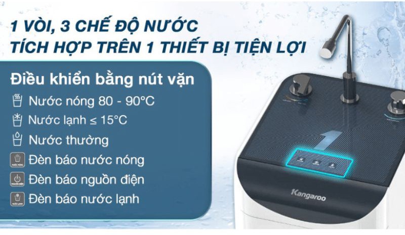 Máy lọc nước Kangaroo Hydrogen ion kiềm 5 lõi nóng lạnh KG10A7ES