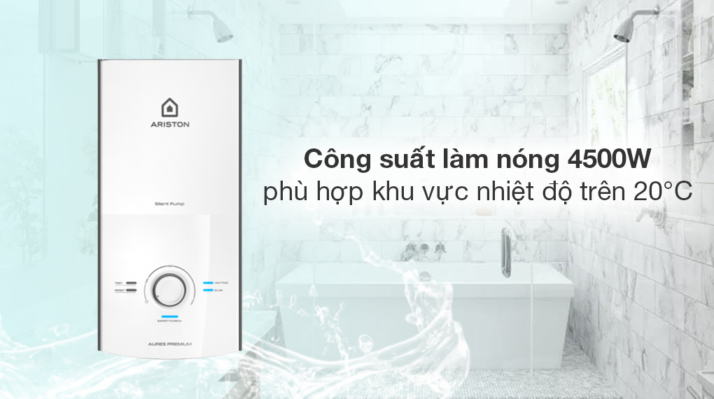 Bình nóng lạnh trực tiếp Ariston AURES PREMIUM 4.5P IVORY