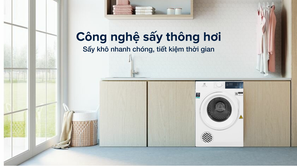 Máy sấy quần áo Electrolux thông hơi 7.5 kg EDV754H3WB