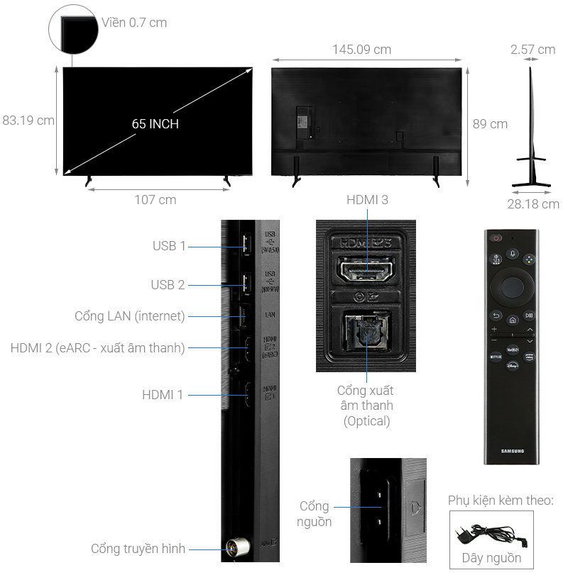 Smart Tivi Samsung 4K 65 inch UA65BU8000