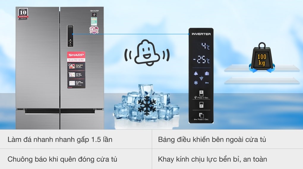 Tủ lạnh Sharp Inverter 401 lít Multi Door SJ-FXP480V-SL