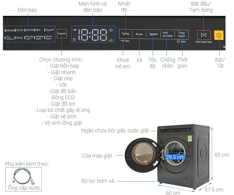 Máy giặt Whirlpool 8kg FWEB8002FG