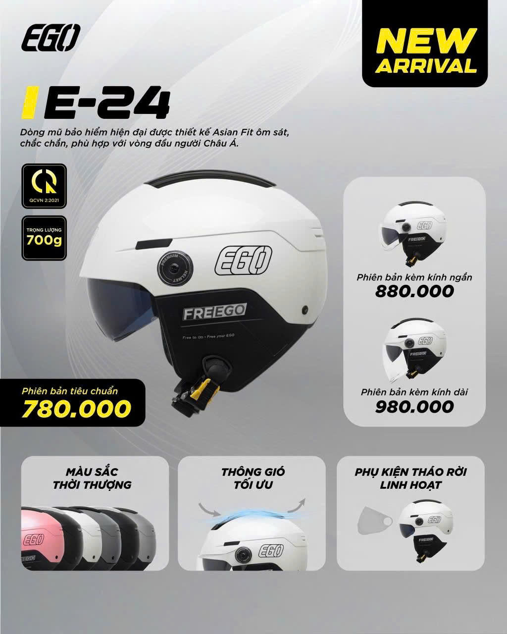 Mũ bảo hiểm nữa đầu EGO E24 FREESIZE