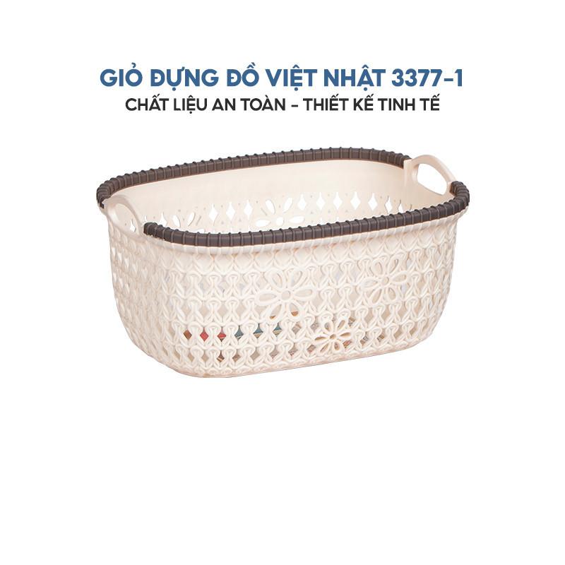 Giỏ, Rổ hoa đựng đồ giả mây có quai cầm G3377-1 Nhựa Việt Nhật Shop