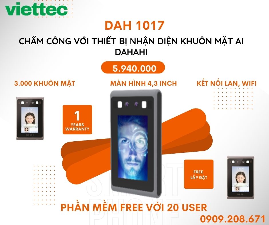 THIẾT BỊ NHẬN DIỆN KHUÔN MẶT AI DAHAHI Model: DAH 1017