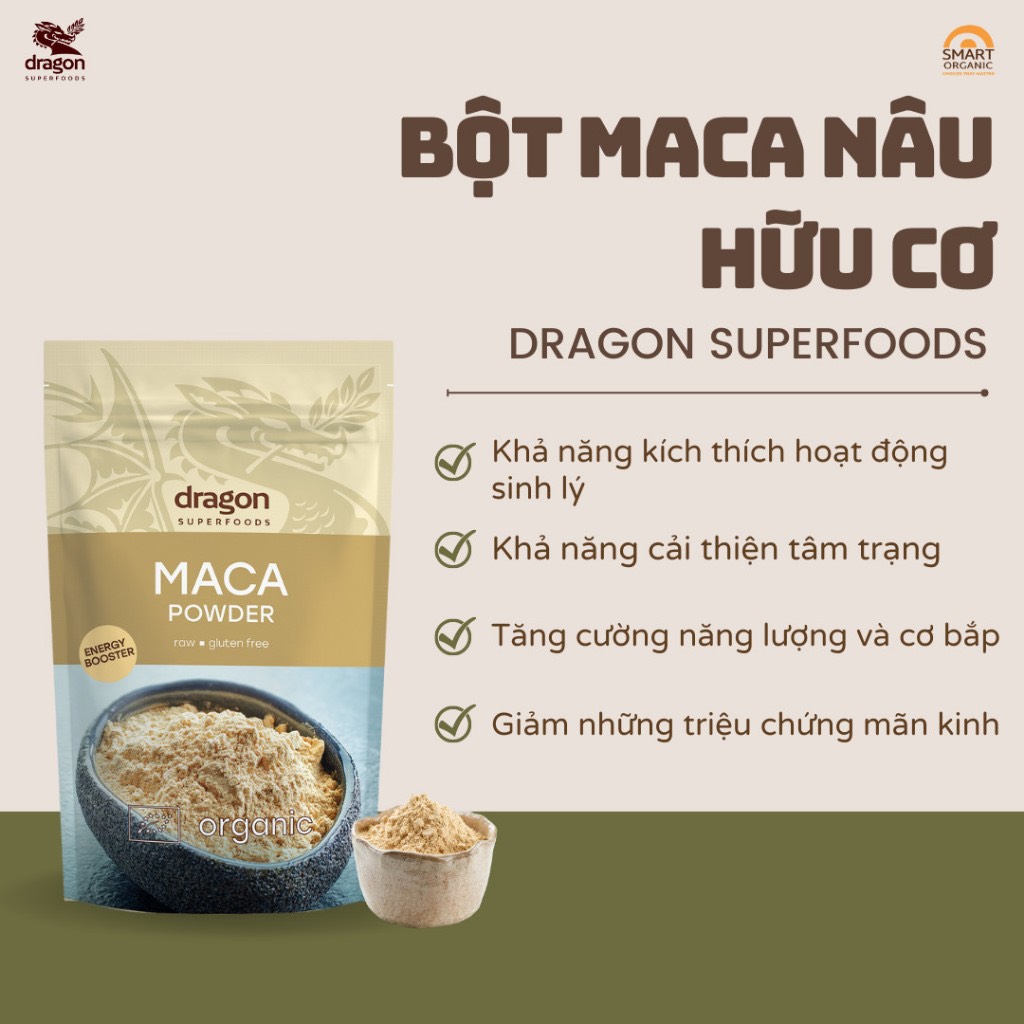 Bột nhân sâm Maca nâu hữu cơ 200gr - Dragon