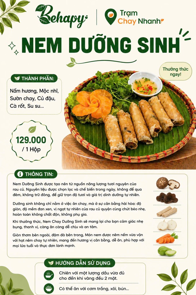 Nem dưỡng sinh chay Tachay Food (Hộp 12c)