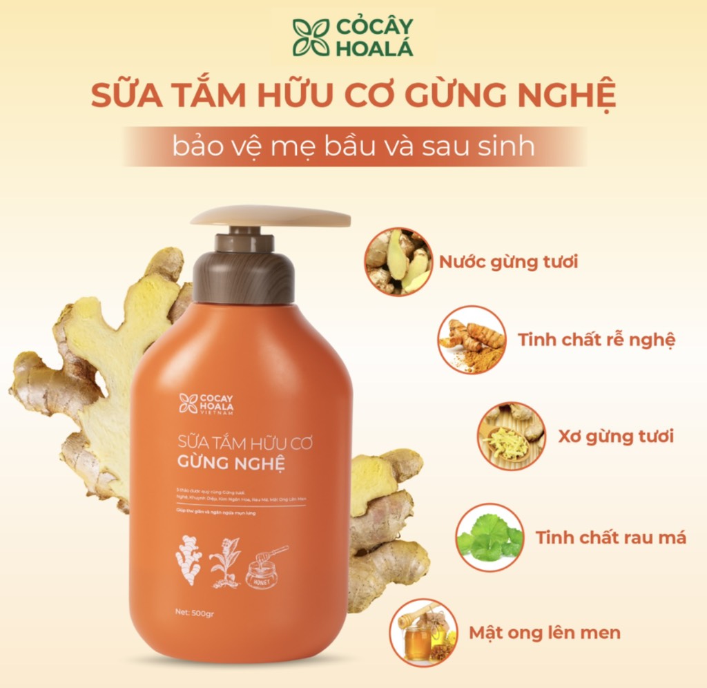 Sữa Tắm Gừng Nghệ Cỏ Cây Hoa Lá