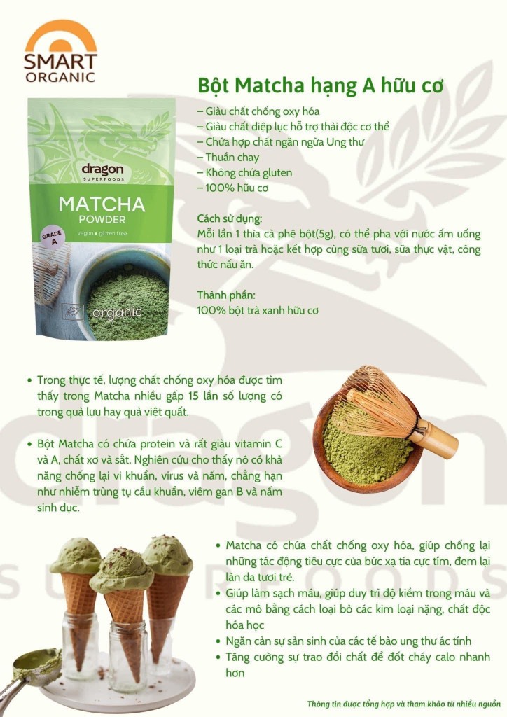 Bột Matcha Hữu Cơ 100gr - Dragon