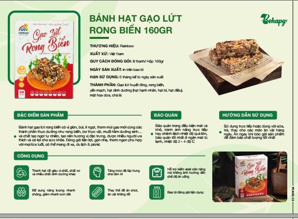 Thanh bánh Gạo lứt rong biển 200gr