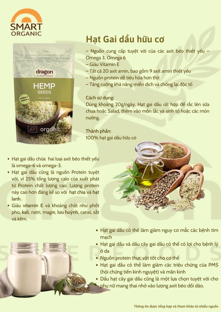 Hạt gai dầu Hữu cơ bóc vỏ 200gr - Dragon