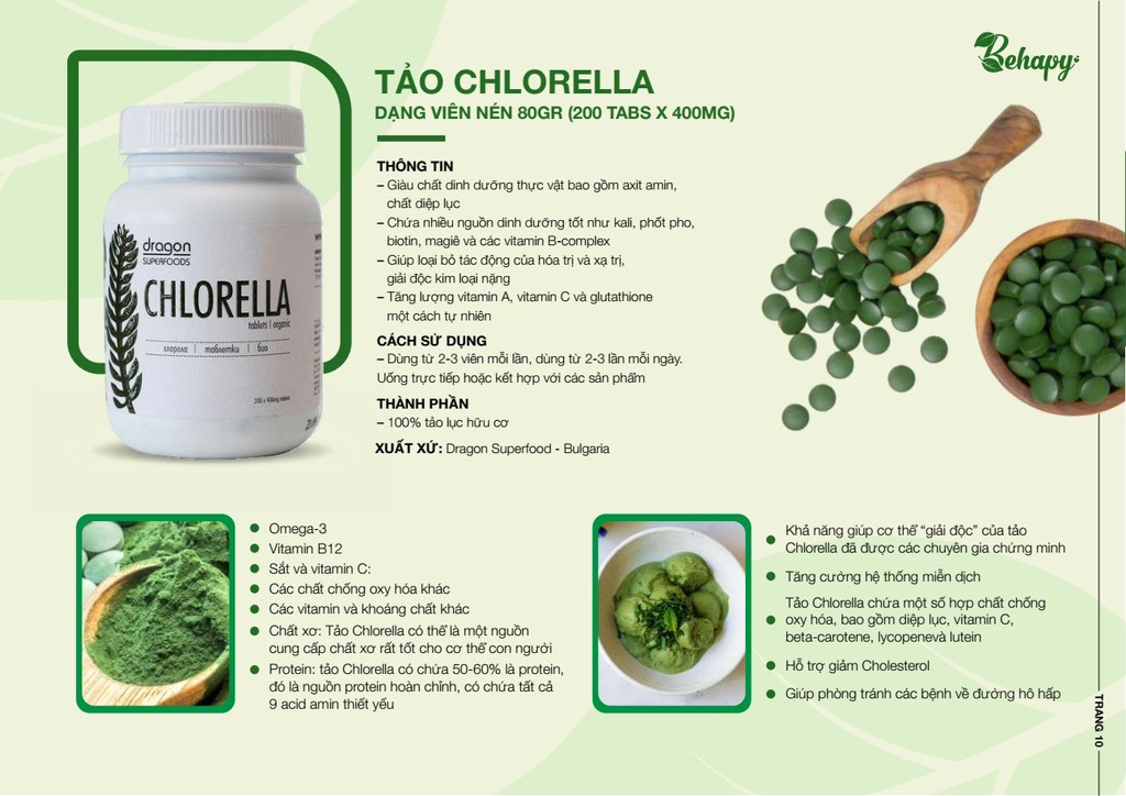 Viên tảo Chlorella Hữu cơ 80gr - Dragon