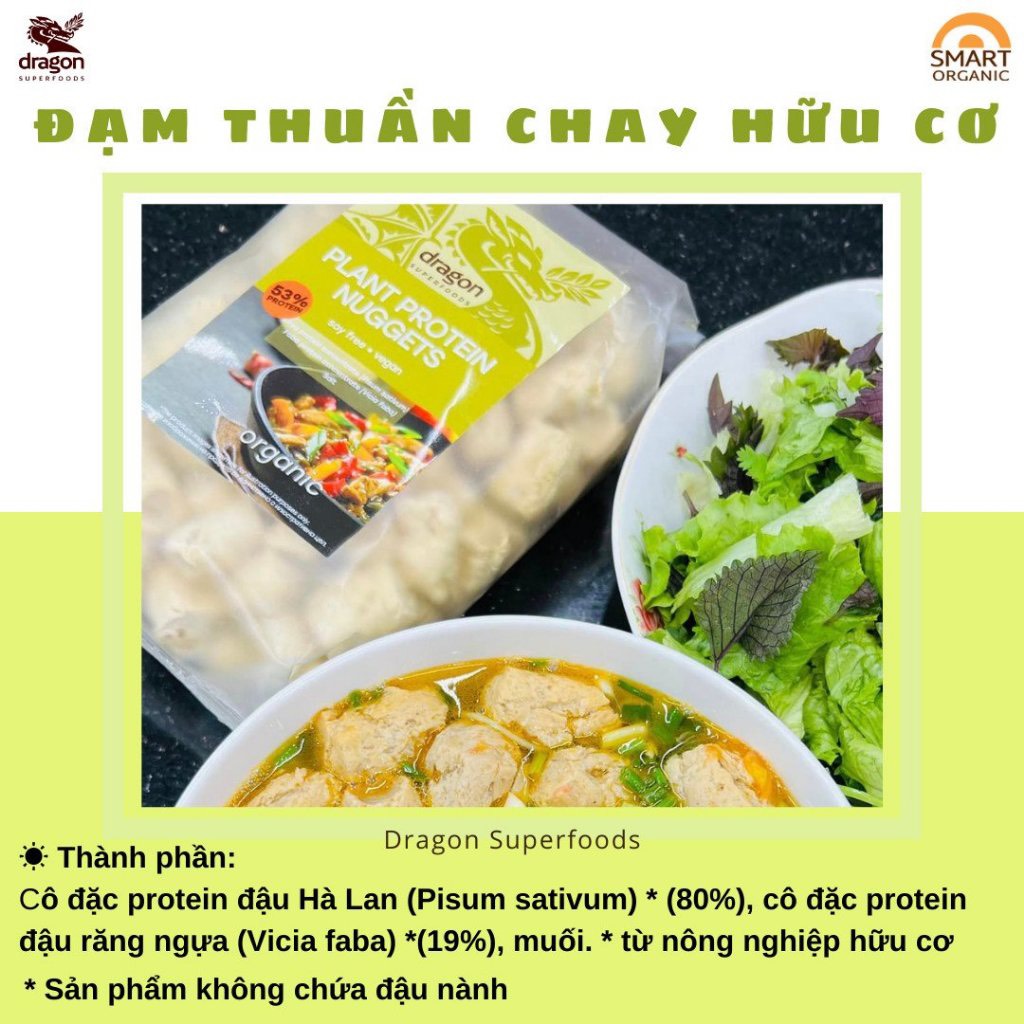 Đạm protein thịt Nugget chay hữu cơ 150gr - Dragon