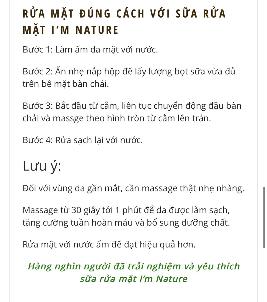 Sữa rửa mặt cúc la mã - đầu cọ 100ml - I’m Nature