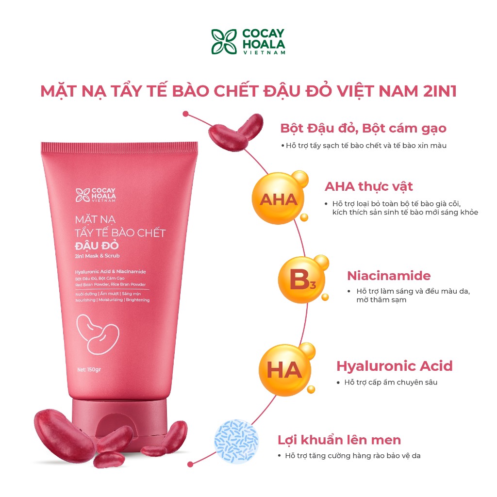 Mặt Nạ Tẩy Da Chết Đậu Đỏ - Cỏ Cây Hoa Lá