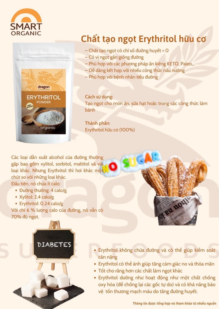 Đường ăn kiêng Erythritol hữu cơ ZERO SUGAR 250g