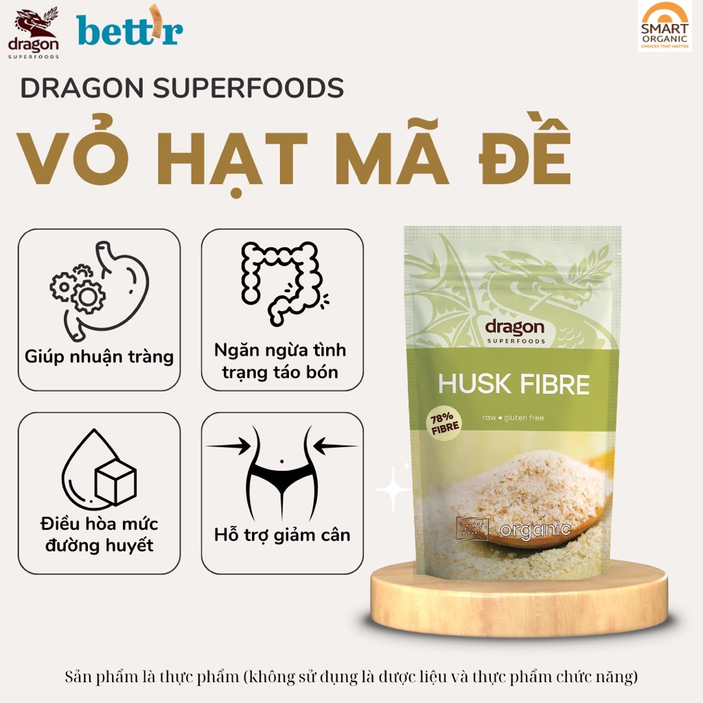 Vỏ hạt mã đề hữu cơ 150gr - Dragon