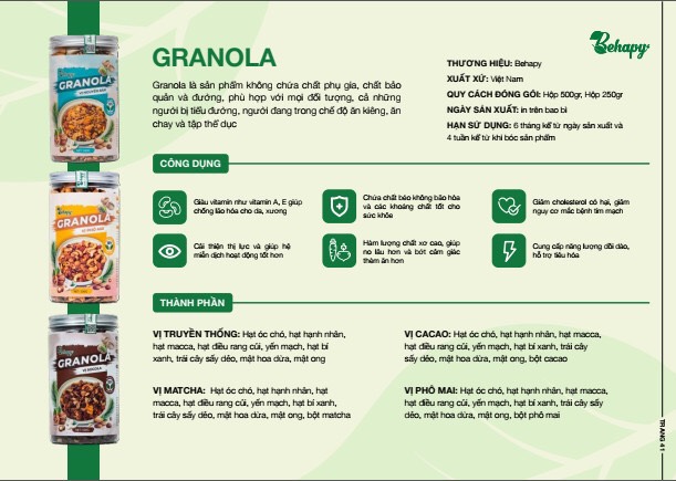 Granola nguyên bản Behapy 500gr