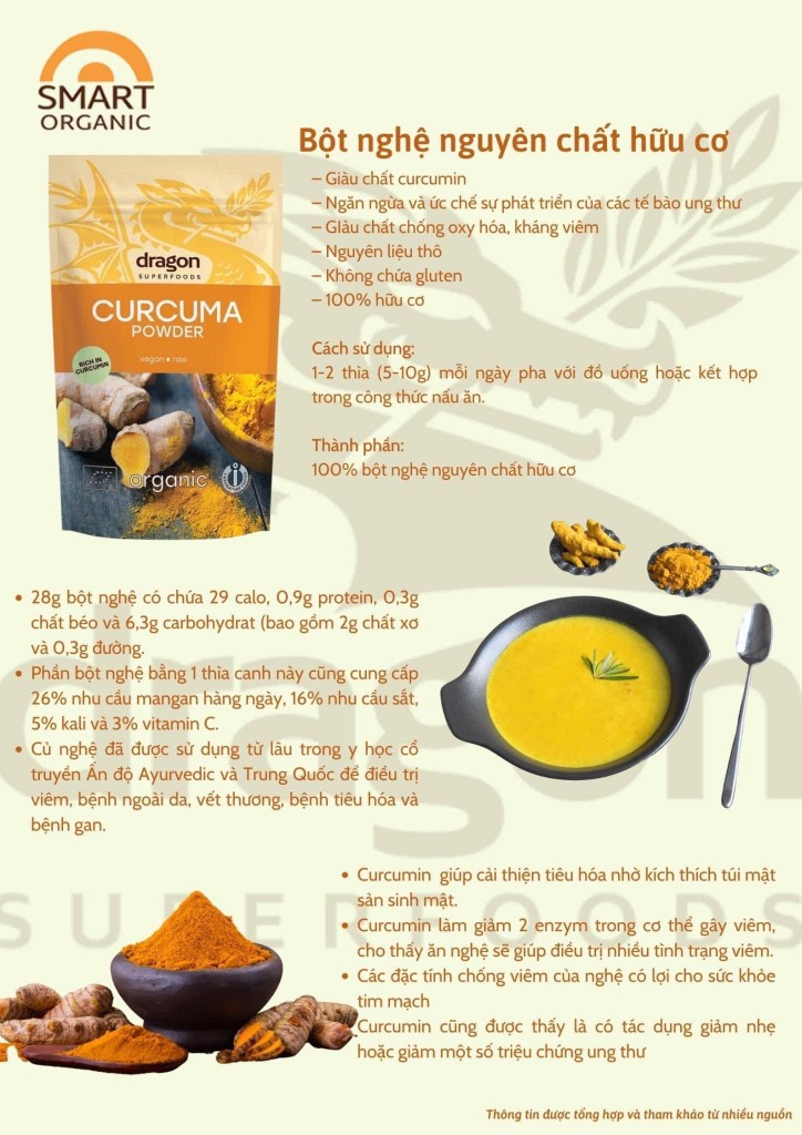 Bột nghệ nguyên chất hữu cơ 150gr Dragon