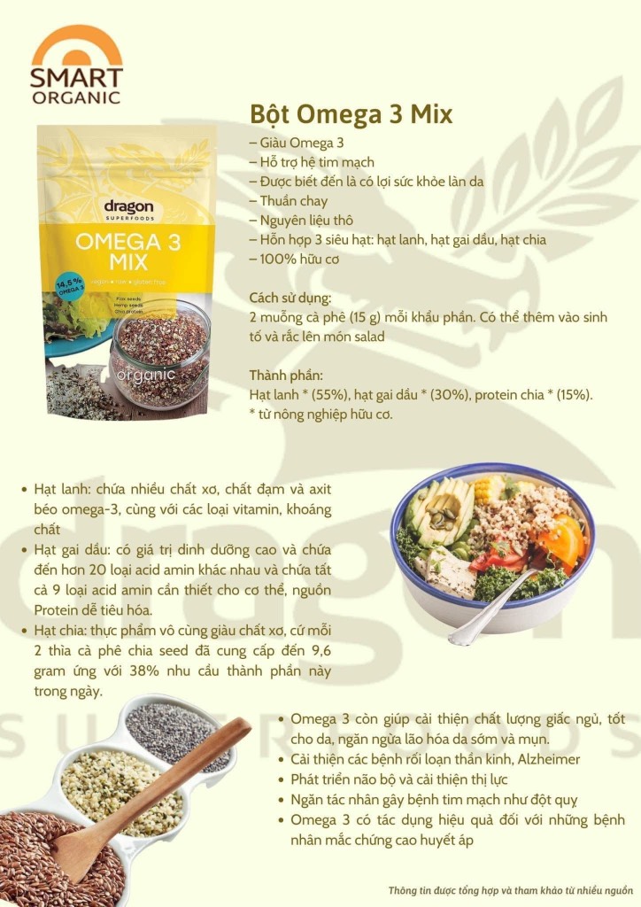 Bột Omega3 mix Hữu cơ 200gr - Dragon
