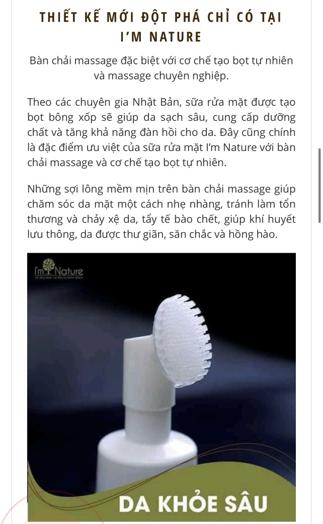 Sữa rửa mặt cúc la mã - đầu cọ 100ml - I’m Nature