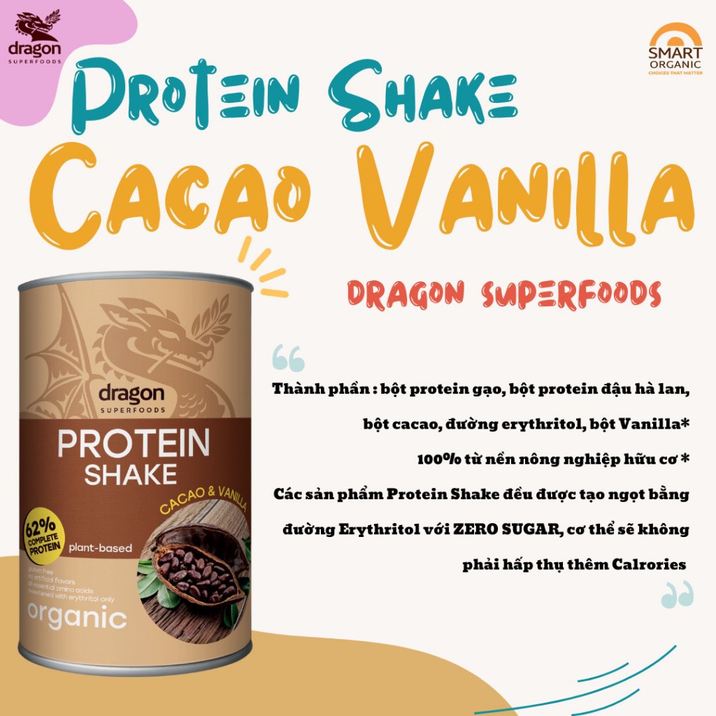 Protein shake cacao và vanilla 500gr - Dragon