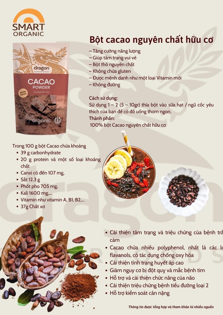 Bột cacao nguyên chất 200g - Dragon