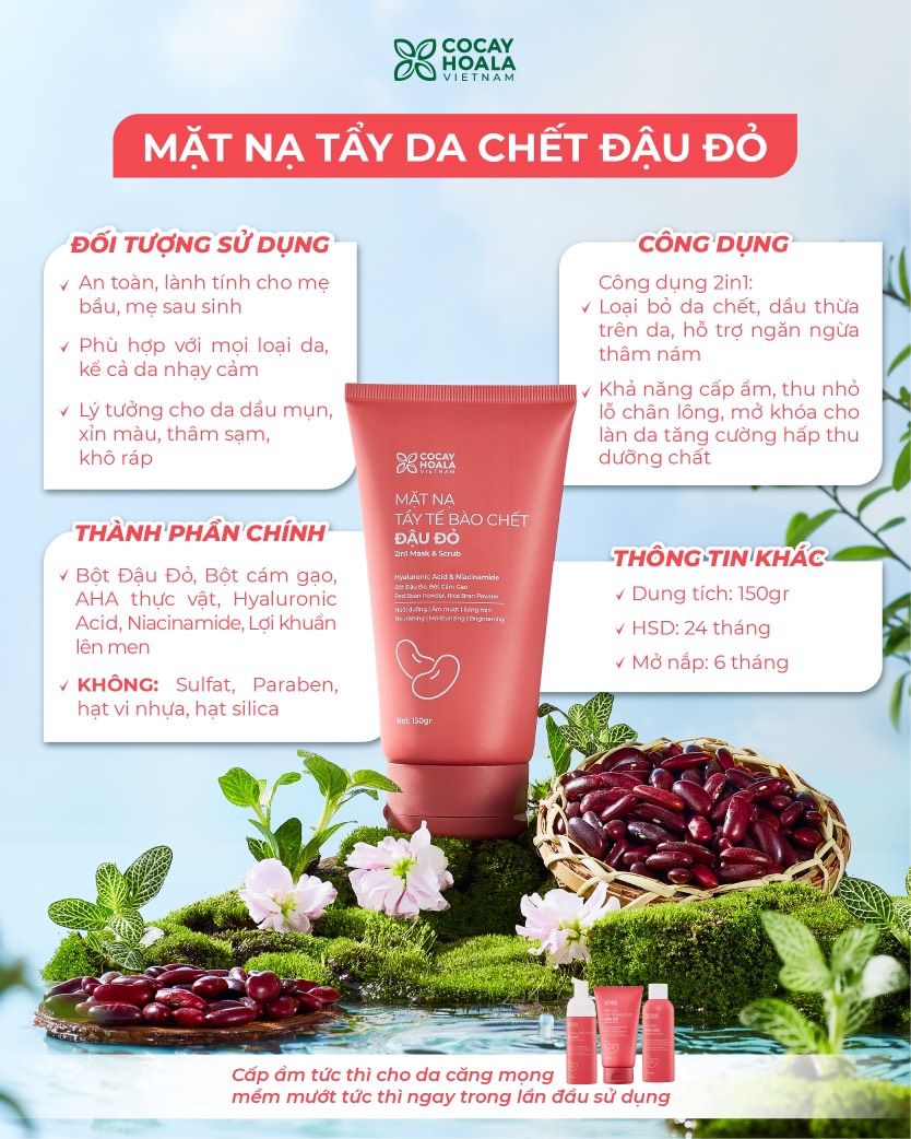 Mặt Nạ Tẩy Da Chết Đậu Đỏ - Cỏ Cây Hoa Lá