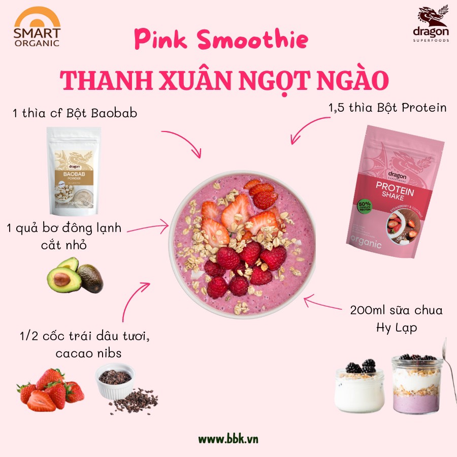 Protein shake dâu và dừa 450gr - Dragon