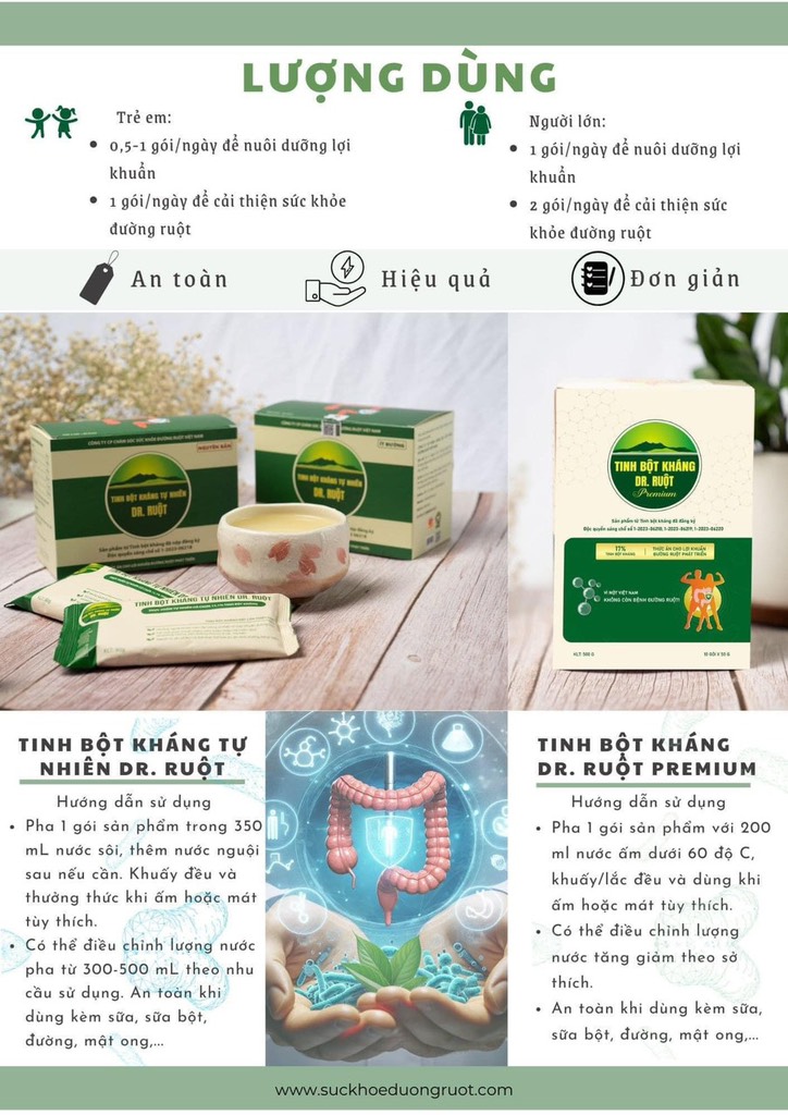 Tinh bột kháng Premium 17% - Dr Ruột