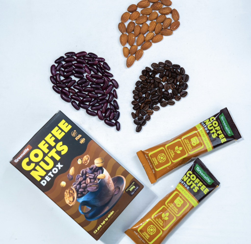 Cafe dinh dưỡng greenalife - Combo 15- Mua 2 hộp Coffee Nuts Detox (10 gói 20gr) Tặng 1 hộp Coffee Nuts Detox 250k