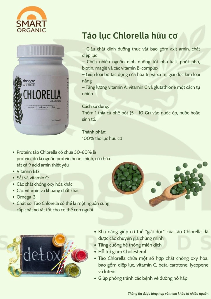 Viên tảo Chlorella Hữu cơ 80gr - Dragon