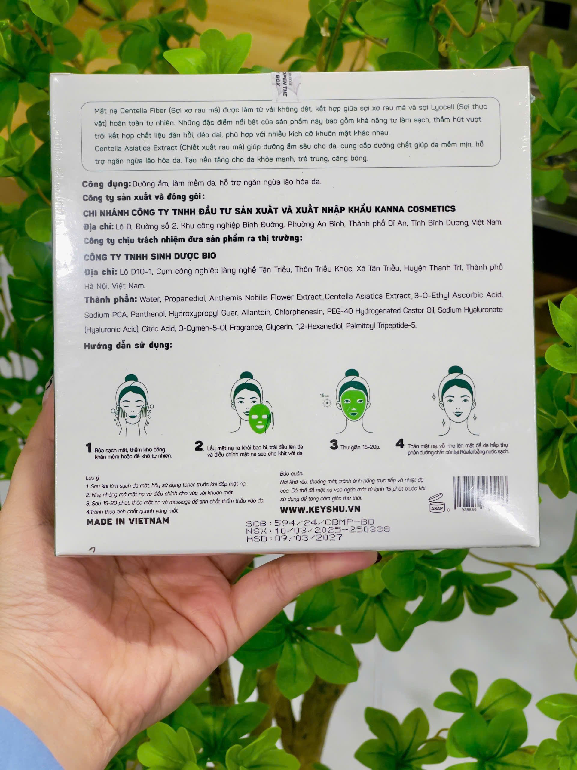 Mặt nạ sợi rau má KEYSHU