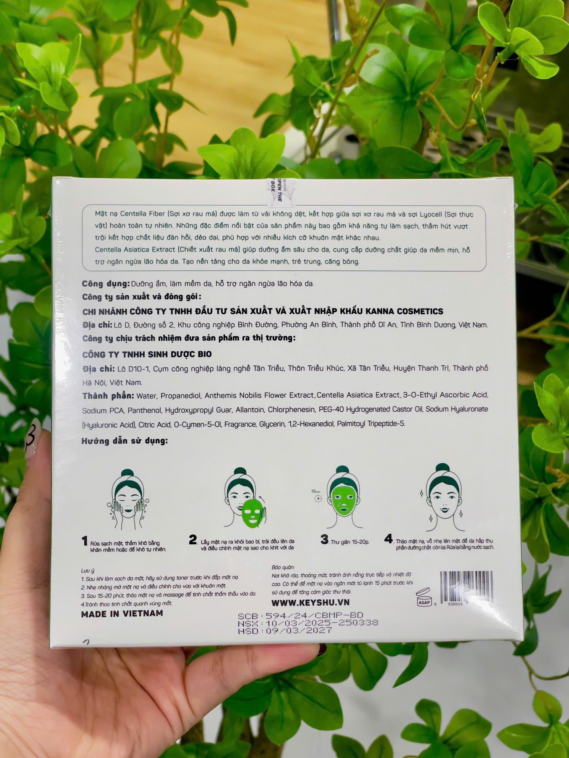 Mặt nạ sợi rau má KEYSHU