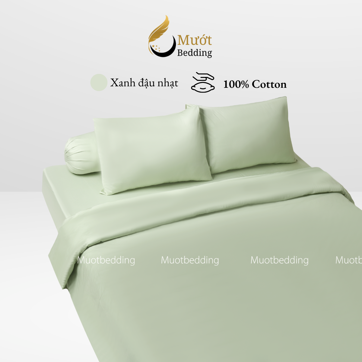 Bộ chăn ga gối Cotton Satin trơn màu cao cấp Mướt bedding đầy đủ size, set gồm Vỏ chăn + ga giường + vỏ gối nằm