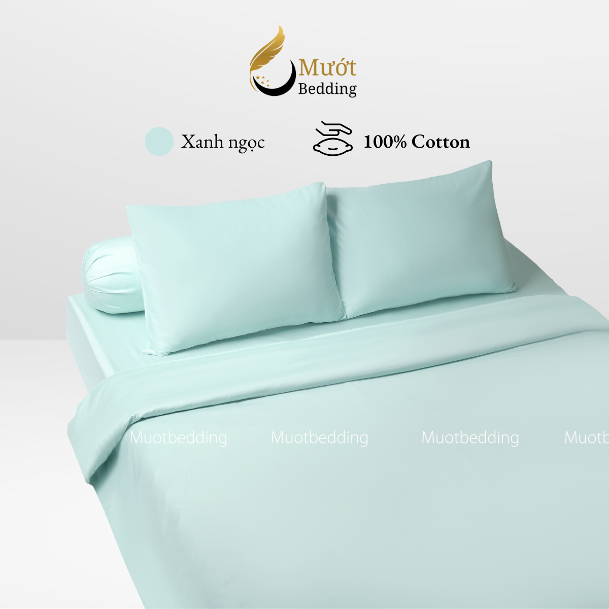 Bộ chăn ga gối Cotton Satin trơn màu cao cấp Mướt bedding đầy đủ size, set gồm Vỏ chăn + ga giường + vỏ gối nằm