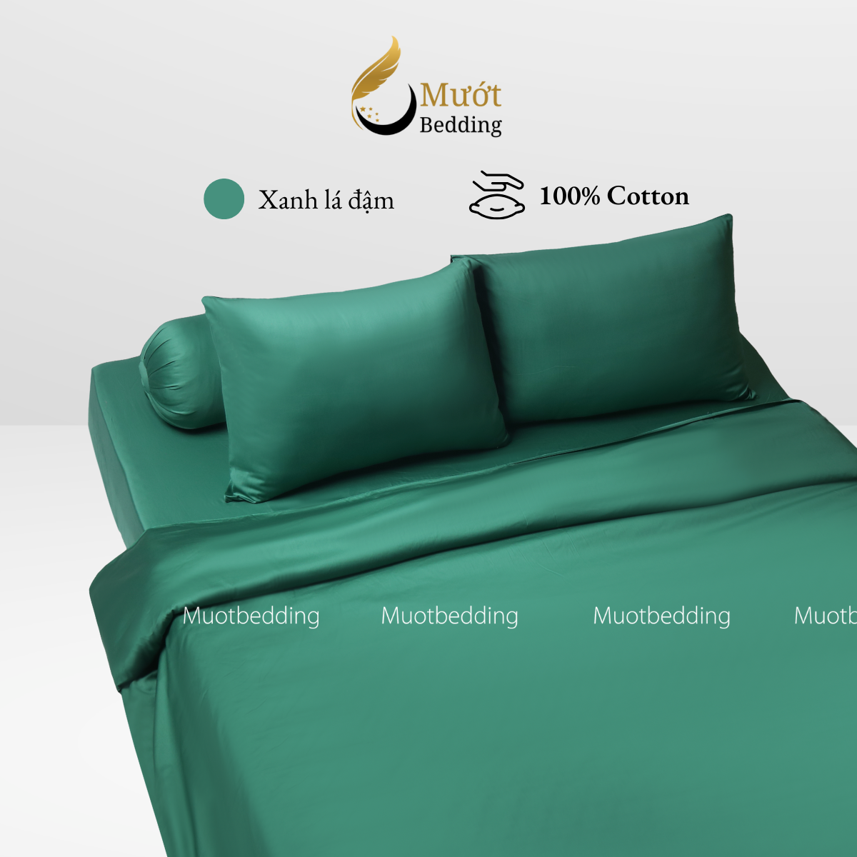 Bộ chăn ga gối Cotton Satin trơn màu cao cấp Mướt bedding đầy đủ size, set gồm Vỏ chăn + ga giường + vỏ gối nằm