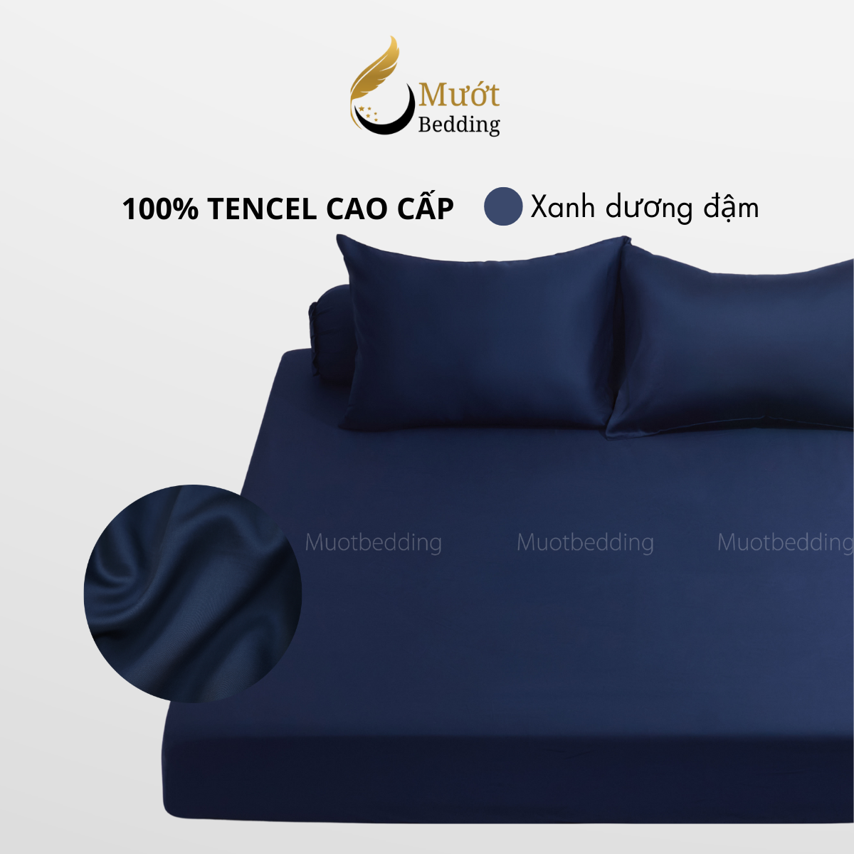 Bộ ga gối 4 món Lụa Tencel Mướt Bedding cao cấp trơn màu, set gồm 1 ga giường bo chun, 2 vỏ gối nằm và 1 vỏ gối ôm