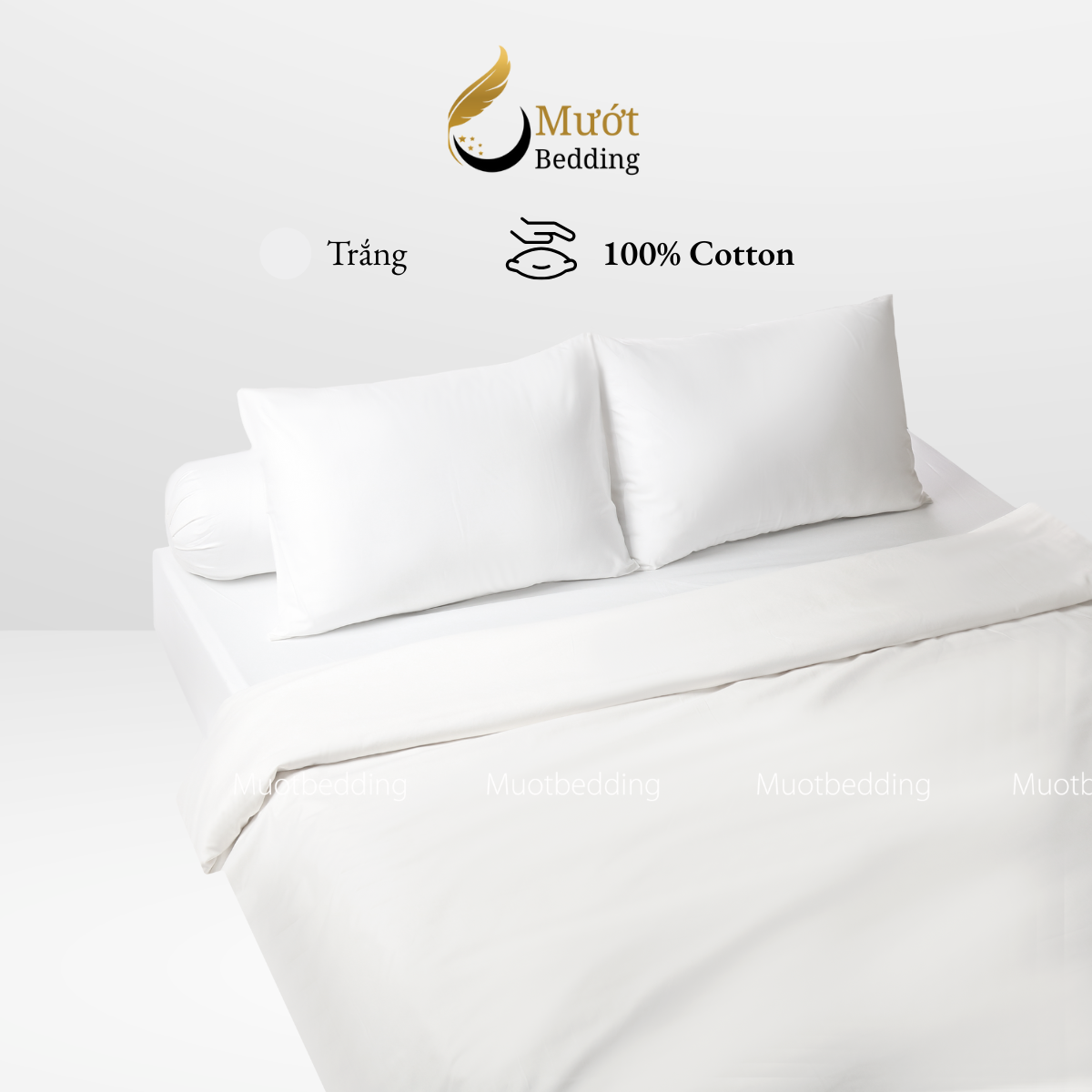 Bộ chăn ga gối Cotton Satin trơn màu cao cấp Mướt bedding đầy đủ size, set gồm Vỏ chăn + ga giường + vỏ gối nằm