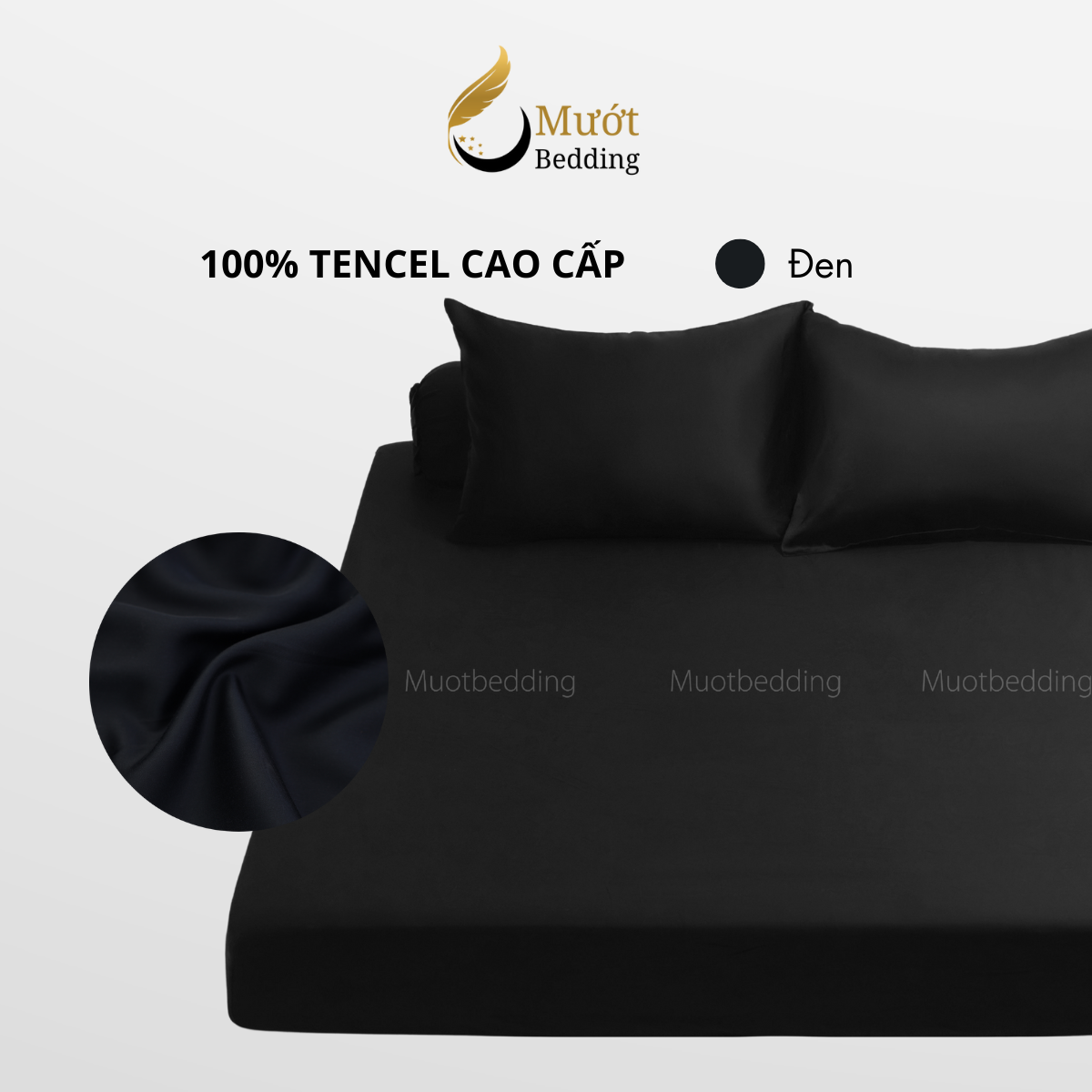 Bộ ga gối 4 món Lụa Tencel Mướt Bedding cao cấp trơn màu, set gồm 1 ga giường bo chun, 2 vỏ gối nằm và 1 vỏ gối ôm