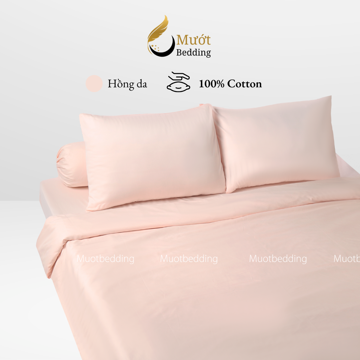 Bộ chăn ga gối Cotton Satin trơn màu cao cấp Mướt bedding đầy đủ size, set gồm Vỏ chăn + ga giường + vỏ gối nằm