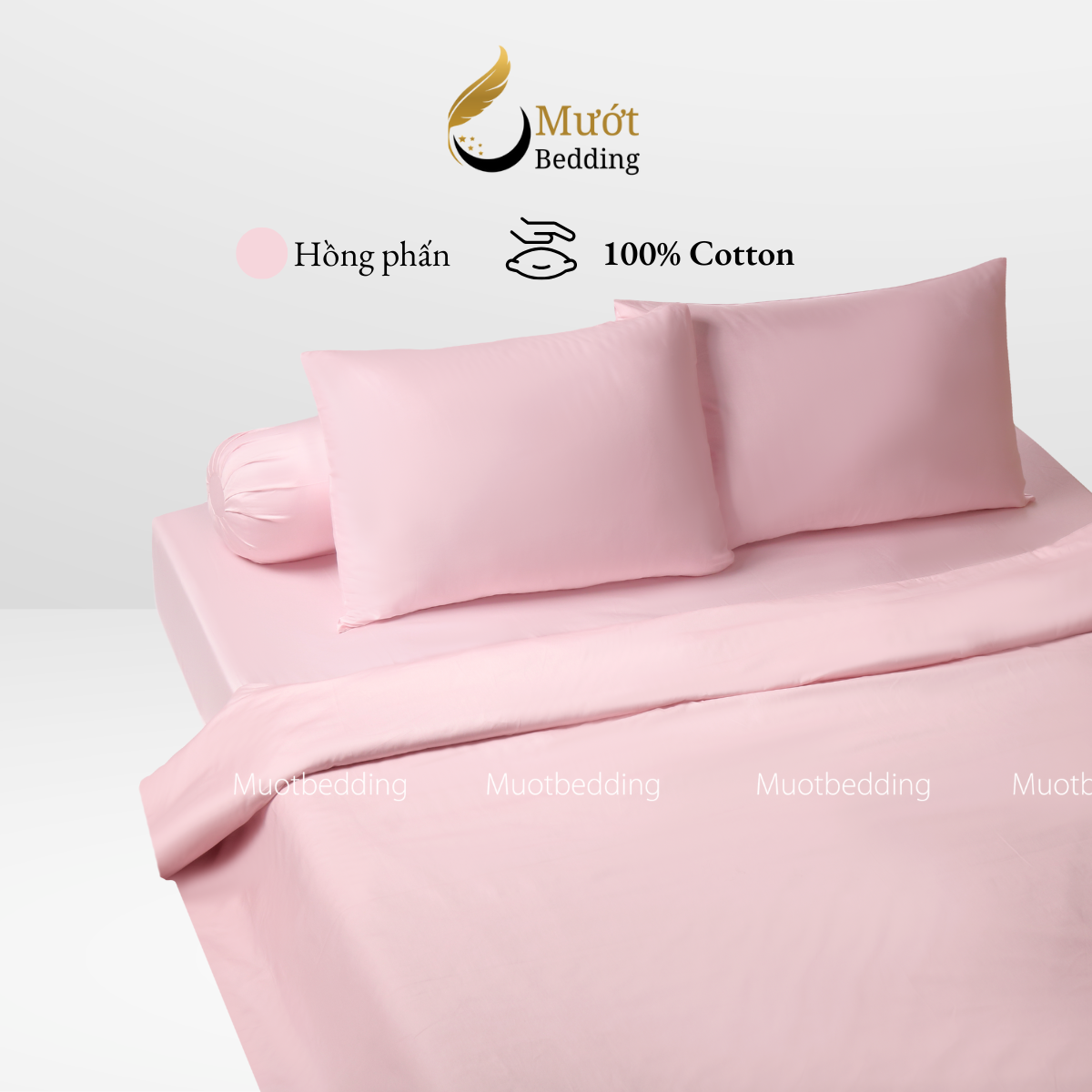 Bộ chăn ga gối Cotton Satin trơn màu cao cấp Mướt bedding đầy đủ size, set gồm Vỏ chăn + ga giường + vỏ gối nằm