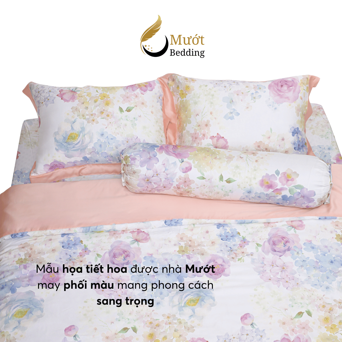 Bộ ga giường Mướt bedding chất liệu lụa Tencel bộ 5 món gồm chăn cao cấp đầy đủ size giường