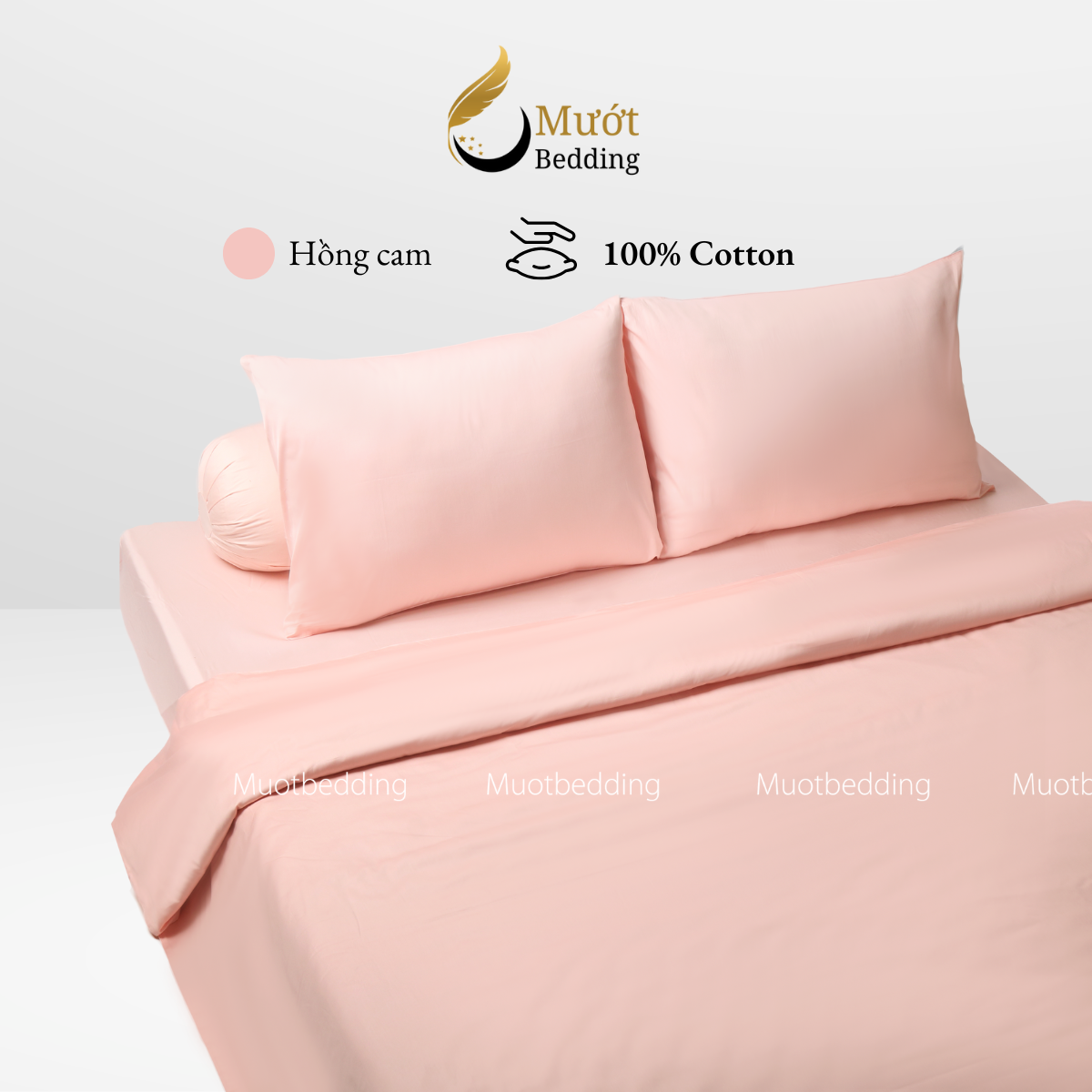 Bộ chăn ga gối Cotton Satin trơn màu cao cấp Mướt bedding đầy đủ size, set gồm Vỏ chăn + ga giường + vỏ gối nằm