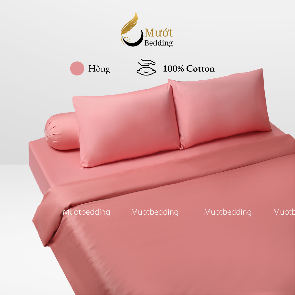 Bộ chăn ga gối Cotton Satin trơn màu cao cấp Mướt bedding đầy đủ size, set gồm Vỏ chăn + ga giường + vỏ gối nằm